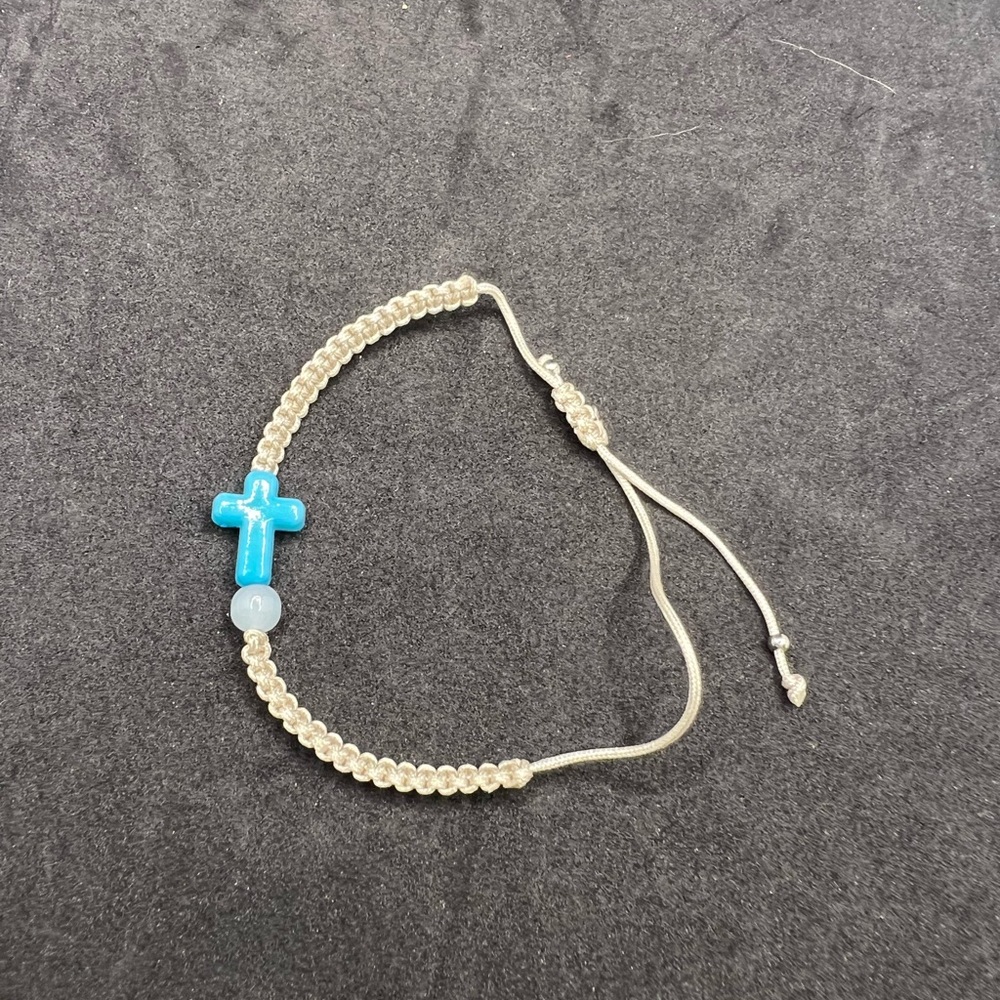⭐️10-4-$10 - Beaded Bracelet with Blue Cross Charm